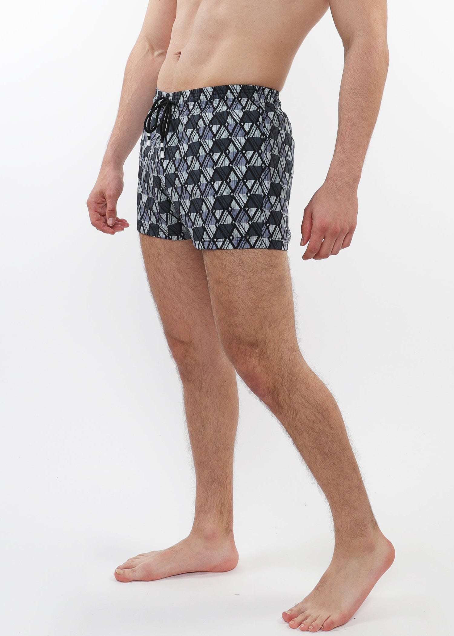 MIDNIGHT/TEAL DIAMONDS 2-1/2" INSEAM PRINTED SWIM SHORTS WITH MESH LINING PM-6002-58