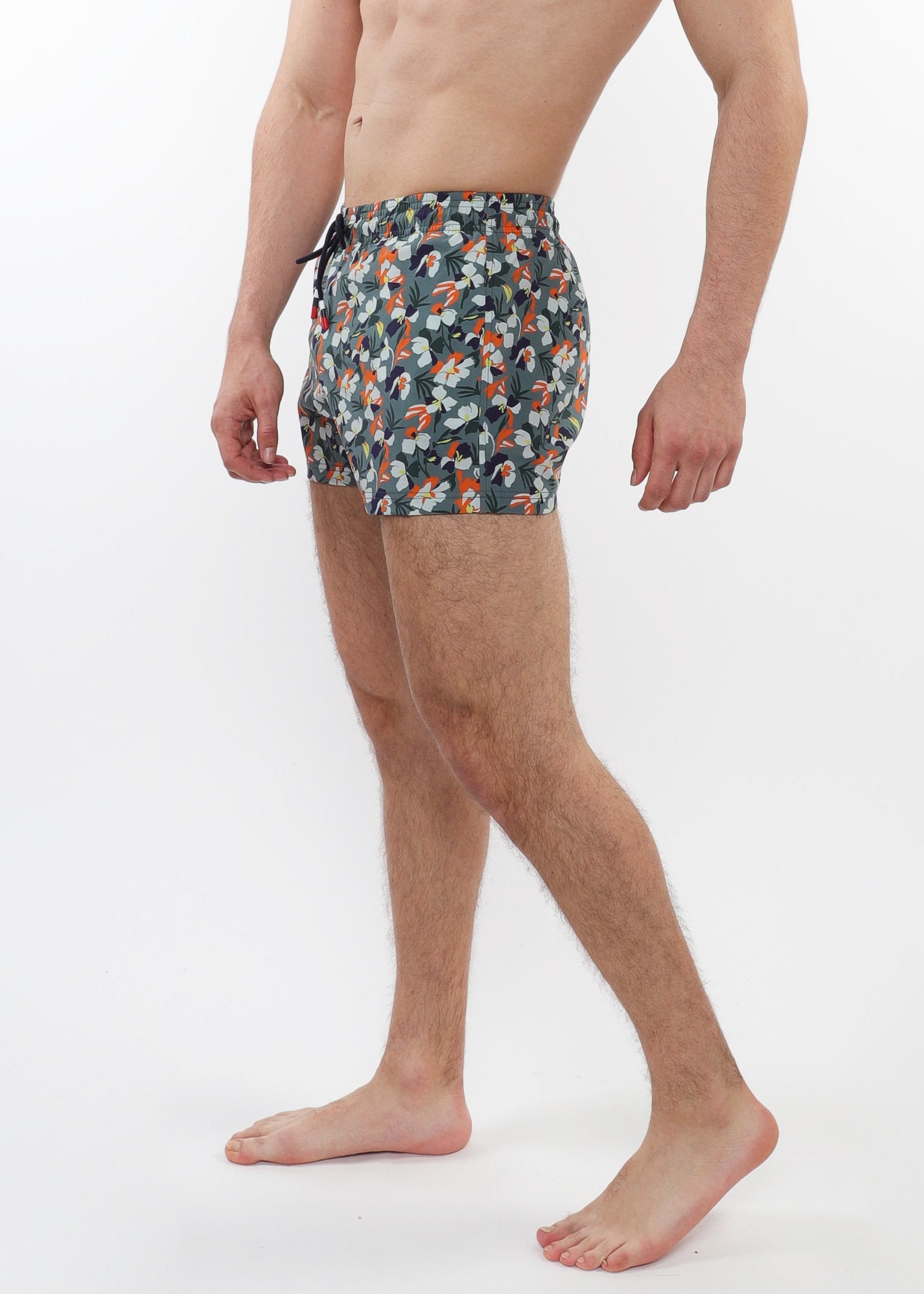 SPROUT/NAVY FLORAL 2-1/2" INSEAM PRINTED SWIM SHORTS WITH MESH LINING PM-6002-61