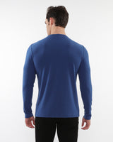 BABY BLUE STRETCH KNIT LONG SLEEVES CREW PULLOVER pm-75011