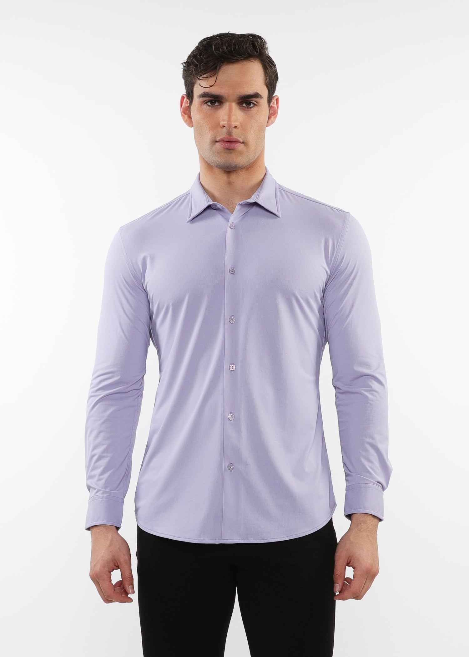 PURPLE SOLID STRETCH PERFORMANCE LONG SLEEVES SHIRT PM-76083