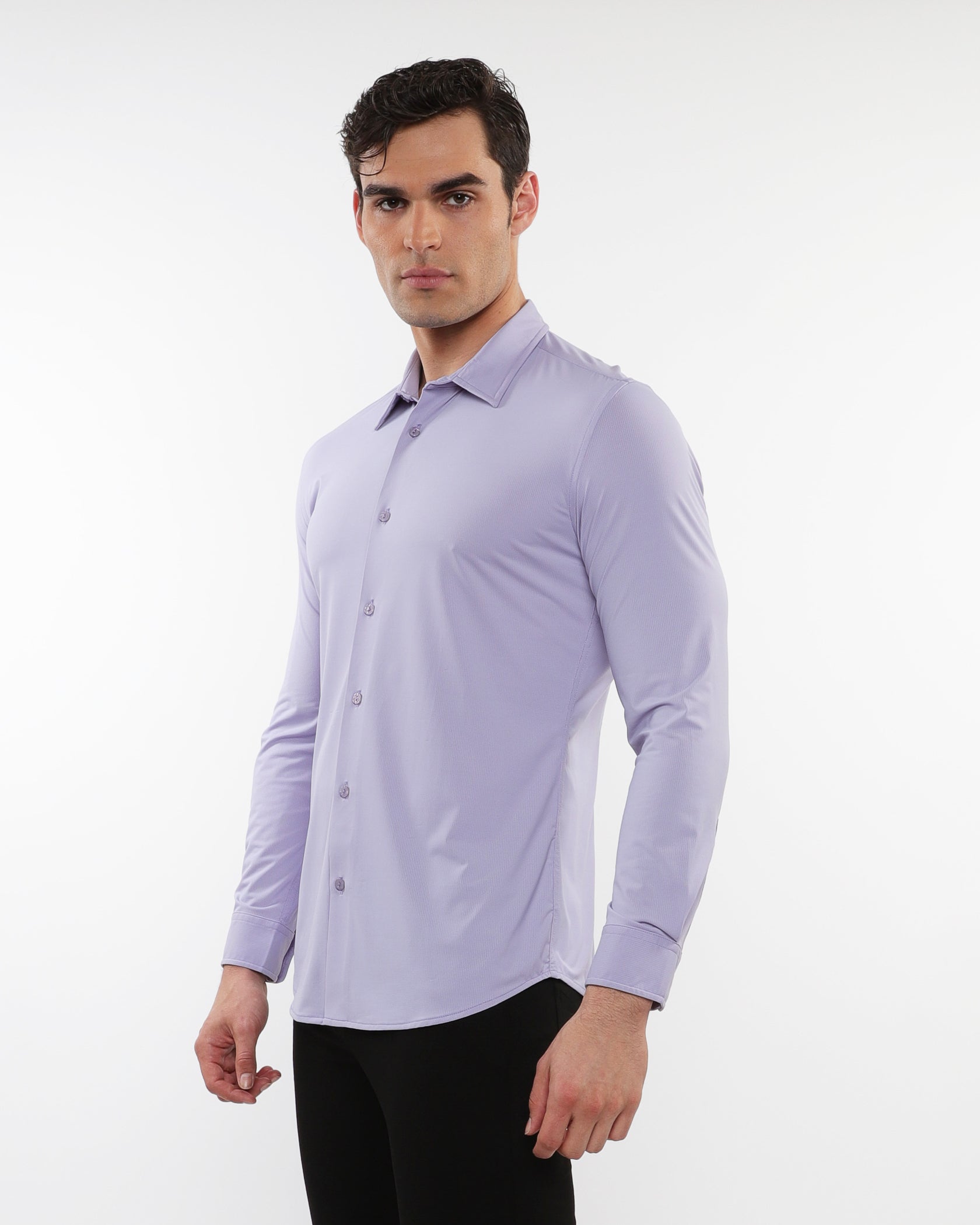 PURPLE SOLID STRETCH PERFORMANCE LONG SLEEVES SHIRT PM-76083