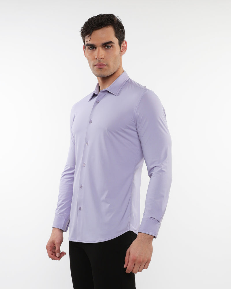 PURPLE SOLID STRETCH PERFORMANCE LONG SLEEVES SHIRT PM-76083