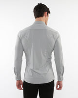 SILVER GREY SOLID STRETCH PERFORMANCE LONG SLEEVES SHIRT PM-76083