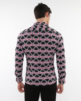 BLUSH/BLACK CHAINS PRINTED STRETCH PERFORMANCE LONG SLEEVE SHIRT W/ PLACKET DETAIL PM-76088