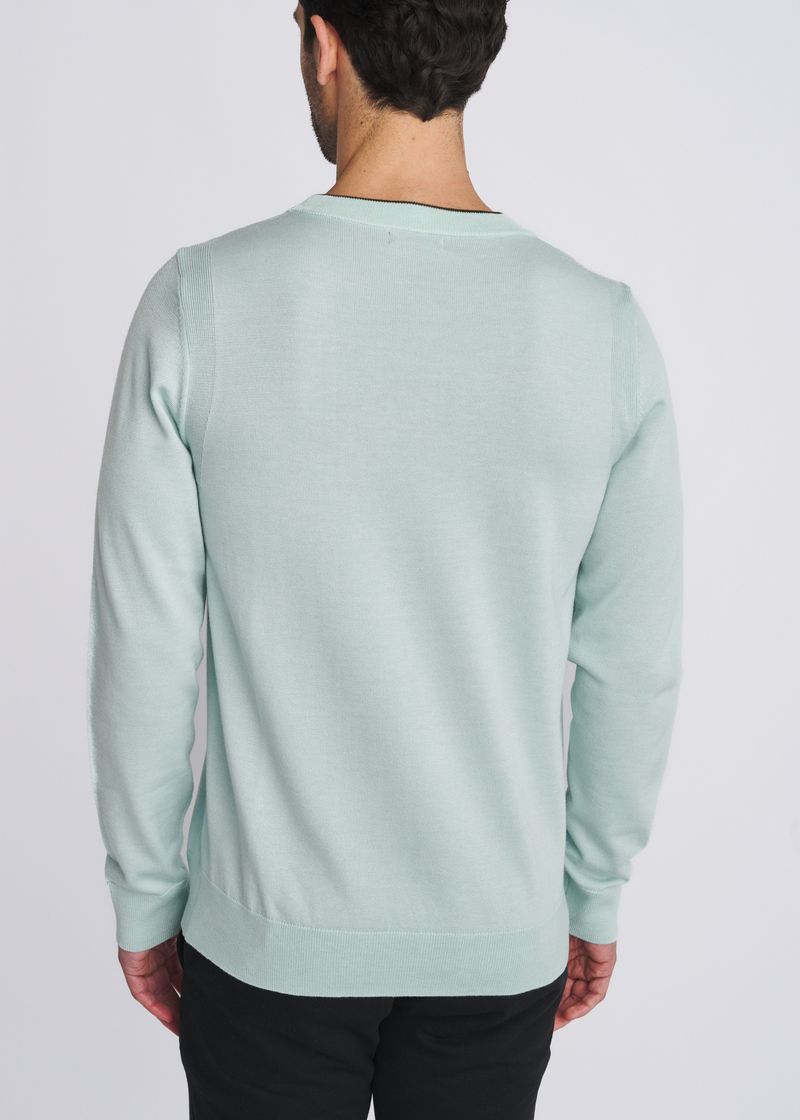 SEACREST CONTRAST CREW NECK WOOL BLEND KNIT SWEATER PM-16422