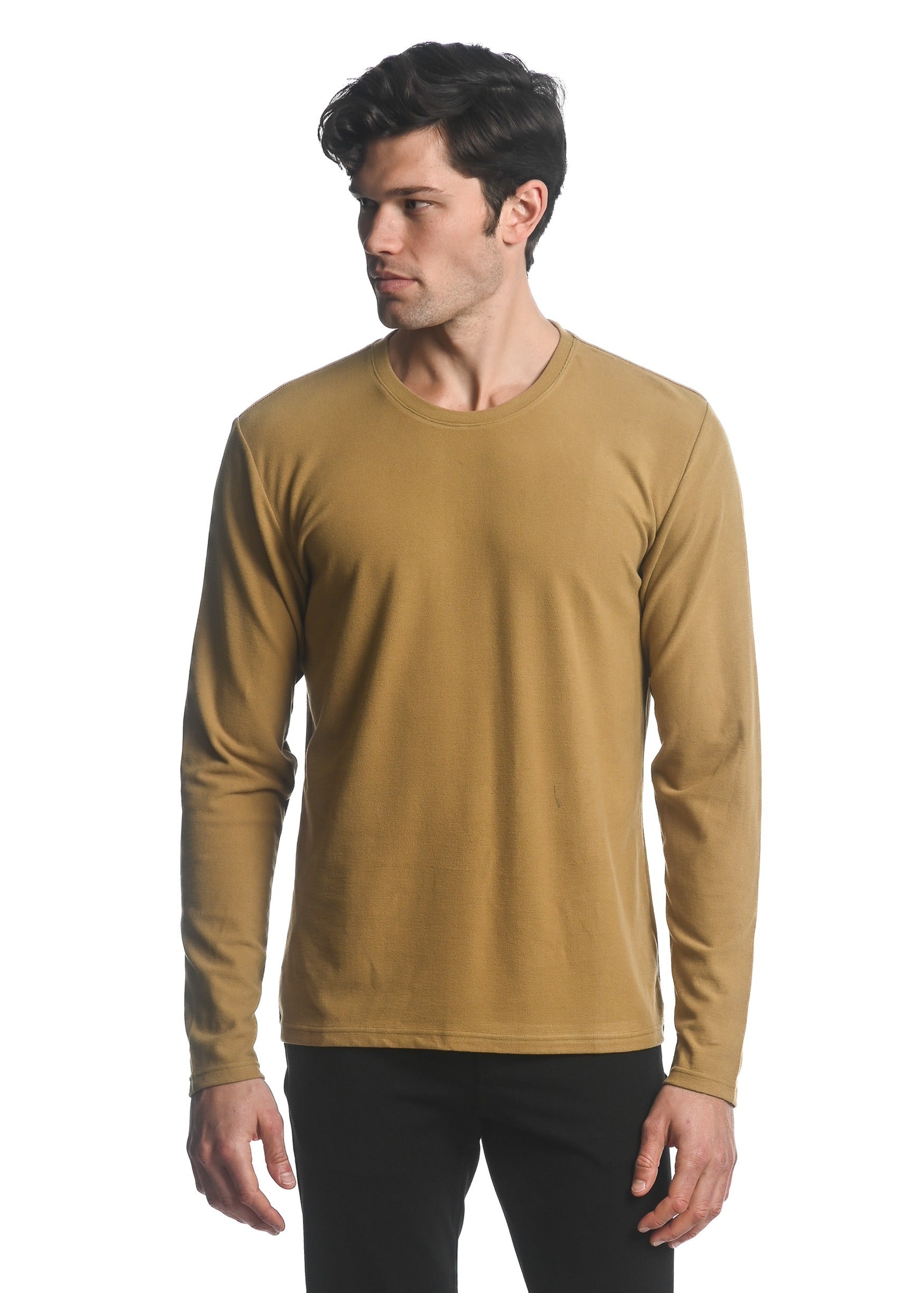 CURRY STRETCH KNIT LONG SLEEVES CREW PULLOVER PM-75011
