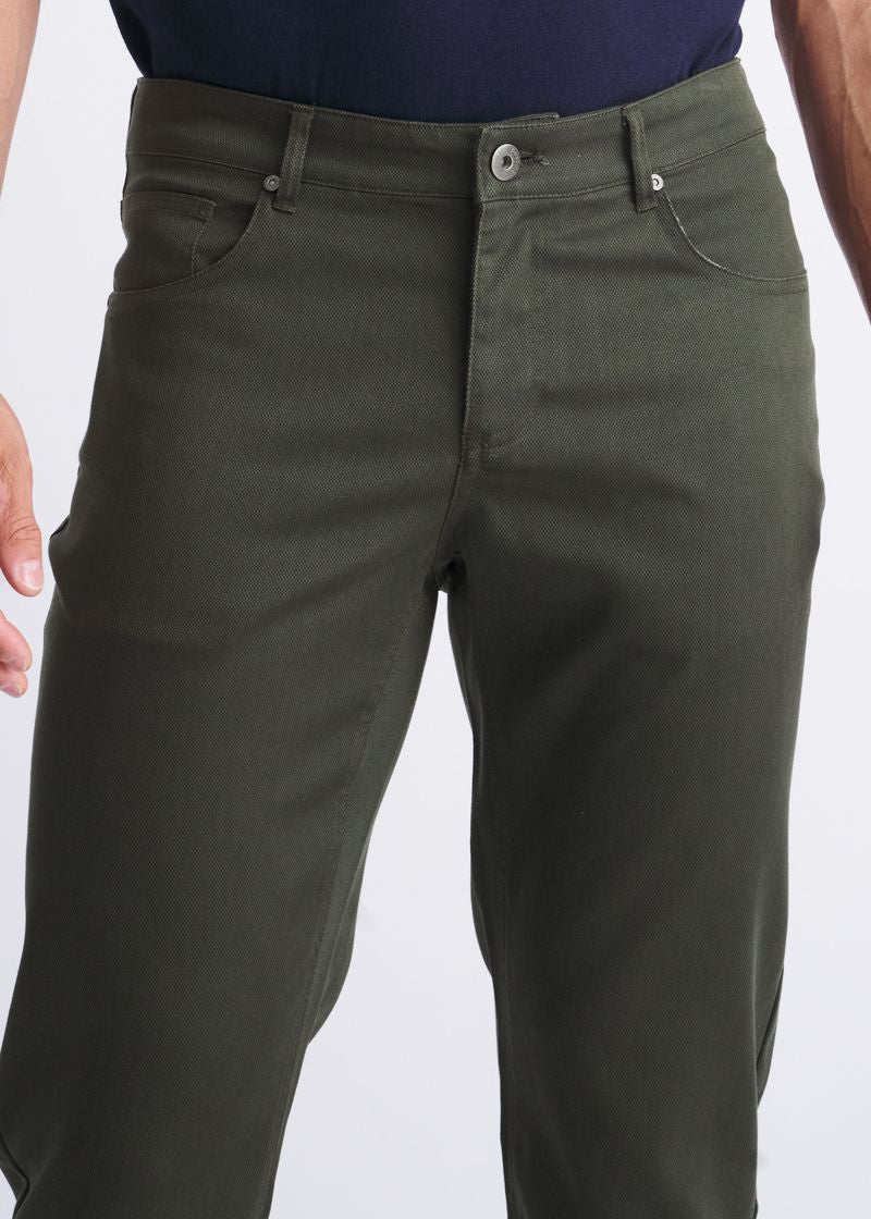 BOTTLE GREEN LIGHTWEIGHT TEXTURED STRETCH WOVEN 5-POCKET JEANS PM-3053