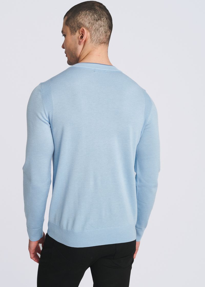 BLUE FINCH CONTRAST CREW NECK WOOL BLEND KNIT SWEATER PM-16422