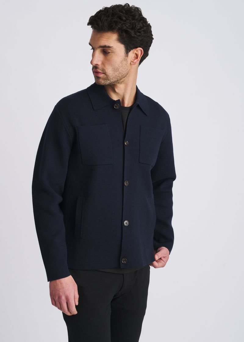 NAVY KNIT OVERSHIRT JACKET PM-16414