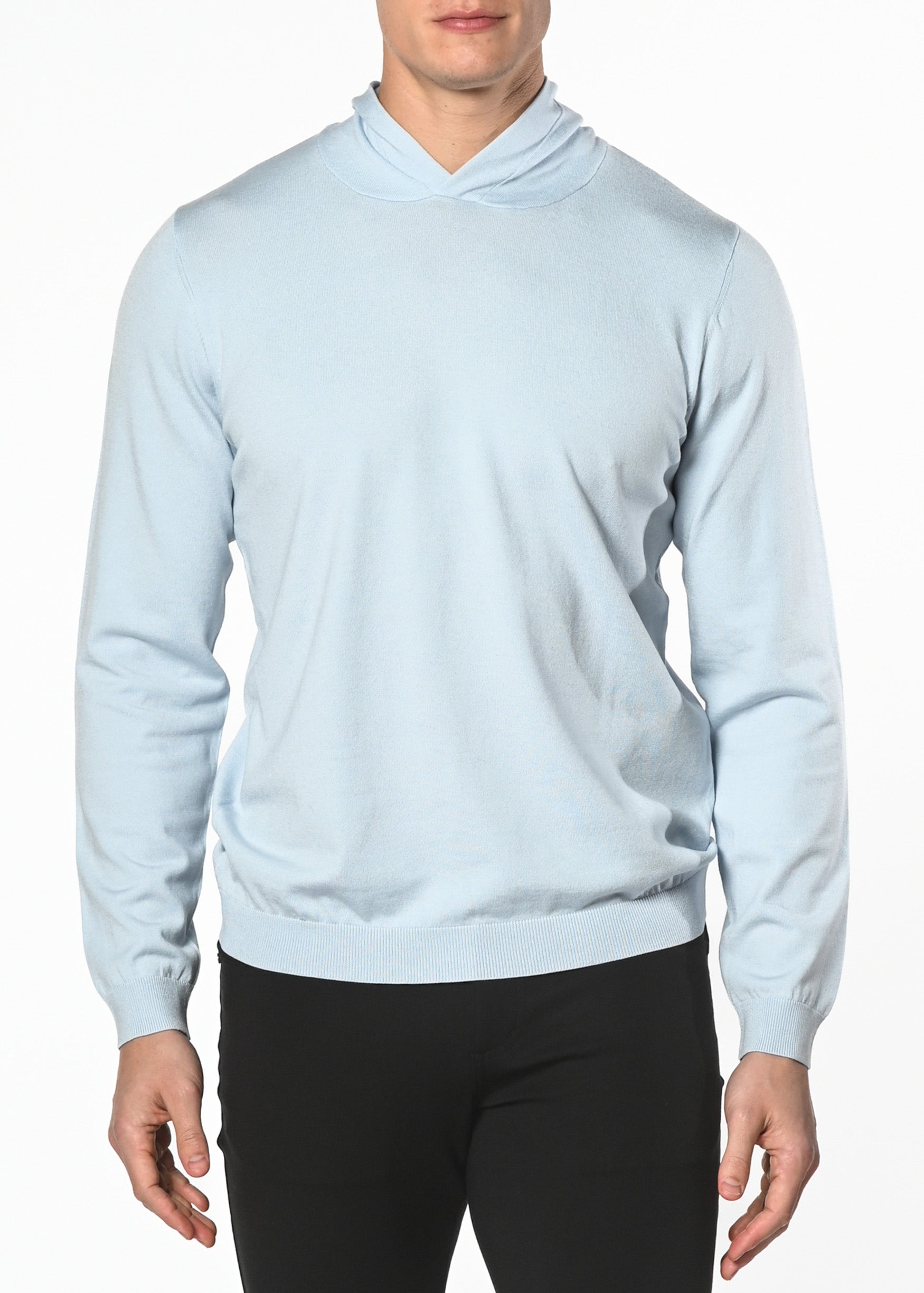 SILVER SKY SOLID SILK/TENCEL KNITTED HOODIE