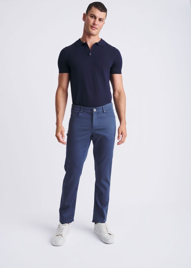 ATLANTIC BLUE LIGHTWEIGHT TEXTURED STRETCH WOVEN 5-POCKET JEANS PM-3053