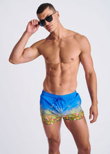 COBALT/FLAMINGO TROPICS 2.5" INSEAM PRINTED SWIM SHORTS W/ MESH LINING PM-6002-68