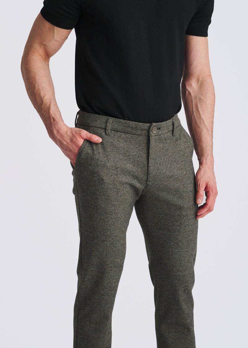 BARK WOOL-LOOK HERRINGBONE STRETCH KNIT TAILORED PANTS PM-3303-68