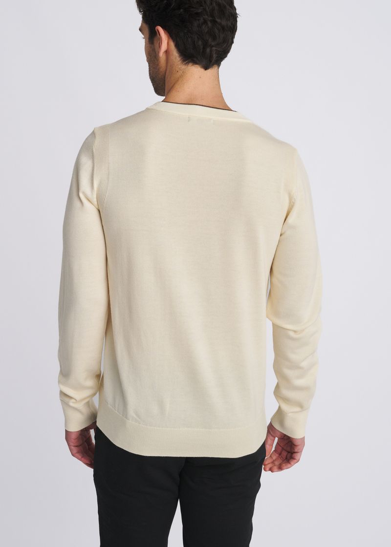 YOLK CONTRAST CREW NECK WOOL BLEND KNIT SWEATER PM-16422