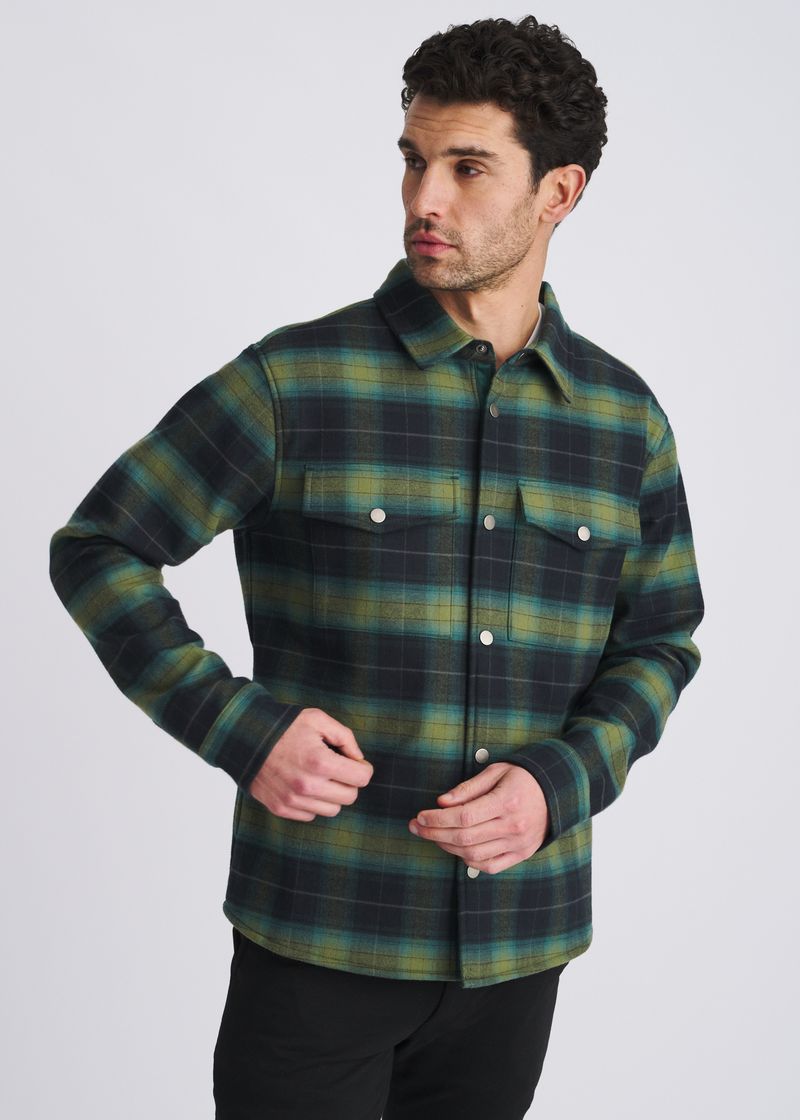 TEAL/NAVY PLAID FLEECE LINED SHIRT JACKET PM-3061
