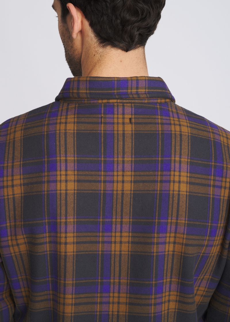 OCHRE/PURPLE PLAID FLEECE LINED SHIRT JACKET PM-3064-01