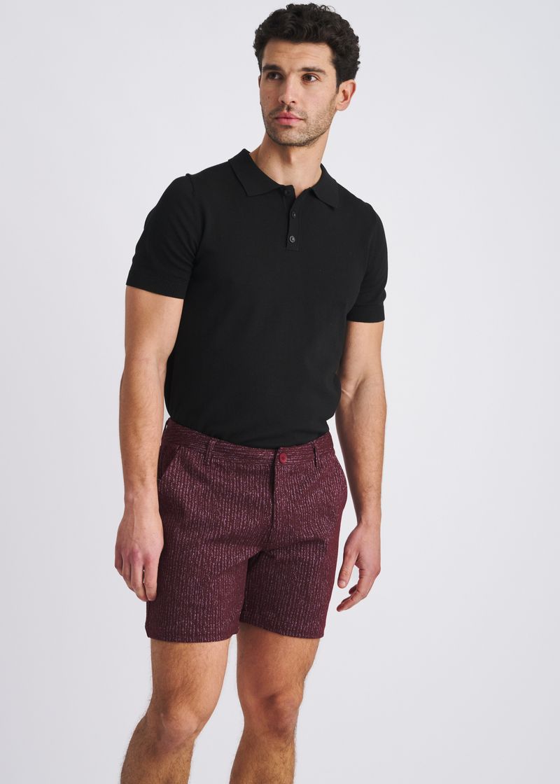 BEET HERRINGBONE JACQUARD 6" INSEAM STRETCH KNIT CHINO SHORTS PM-2549