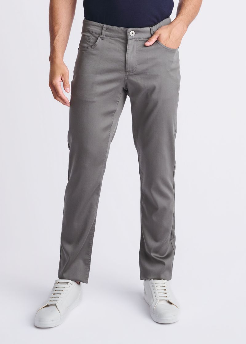 FOSSIL GREY LIGHTWEIGHT TEXTURED STRETCH WOVEN 5-POCKET JEANS PM-3052