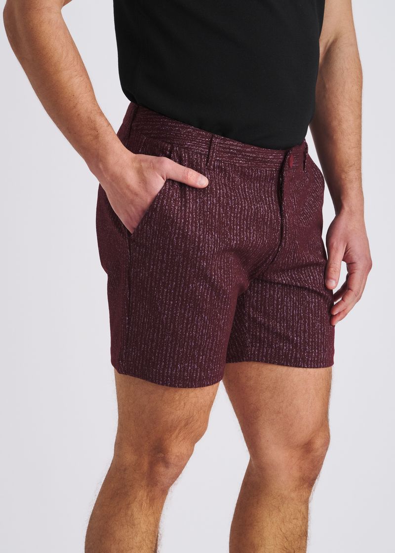 BEET HERRINGBONE JACQUARD 6" INSEAM STRETCH KNIT CHINO SHORTS PM-2549