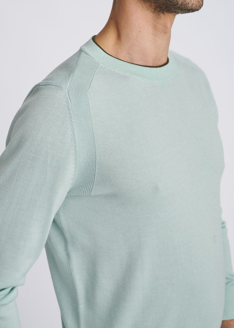 SEACREST CONTRAST CREW NECK WOOL BLEND KNIT SWEATER PM-16422