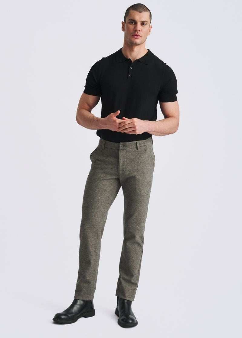 WALNUT CHECKS WOOL-LOOK STRETCH KNIT TAILORED PANTS PM-3303-73