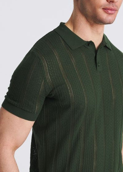 PASTURE POINTELLE COTTON 3-BUTTON KNIT POLO PM-16334