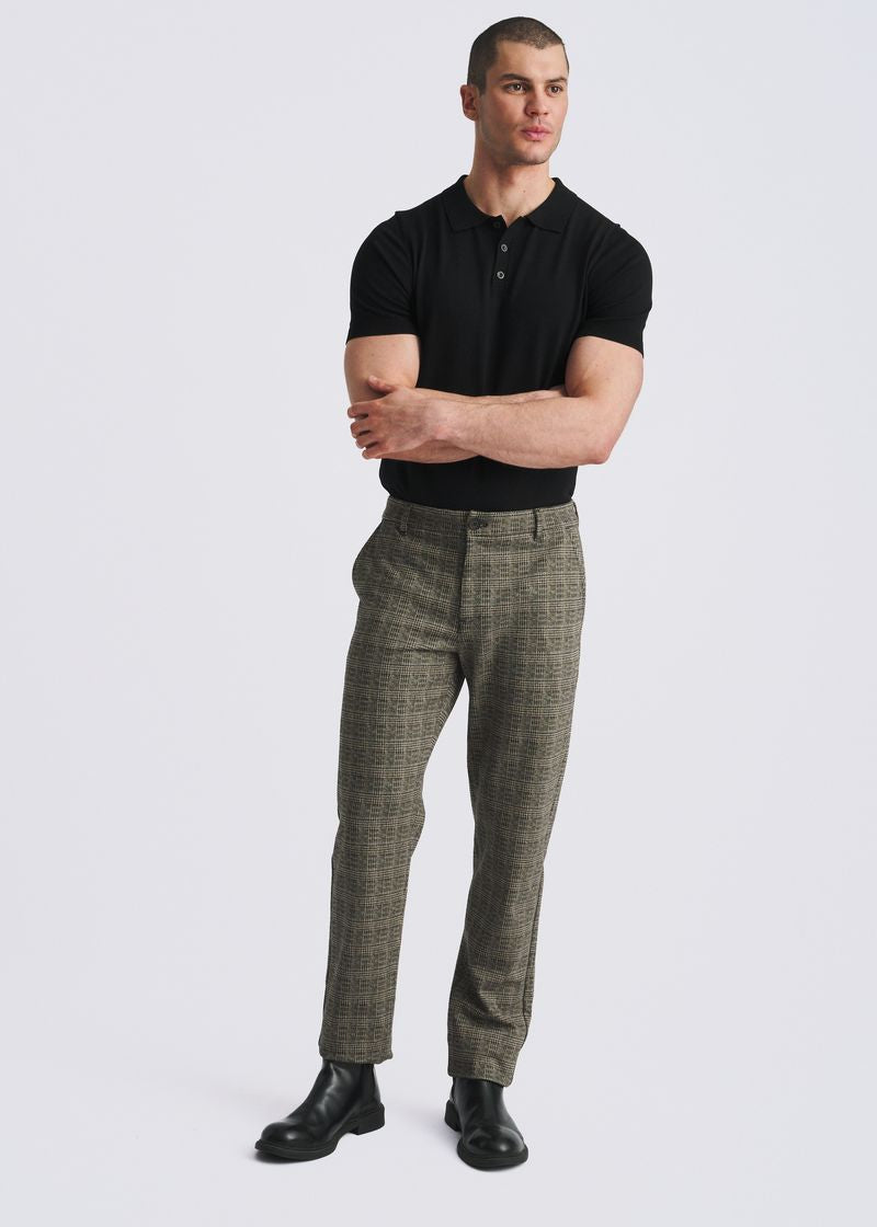 CAPUCCINO GLEN PLAID CLASSIC FIT WOOL-LOOK STRETCH KNIT TAILORED PANTS PM-3063-01