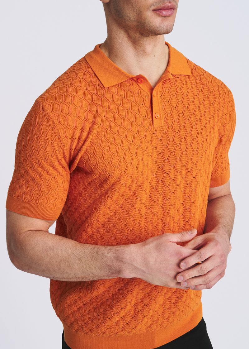 SALSA TEXTURED WAVE SILK/TENCEL 3-BUTTON KNIT POLO PM-16338