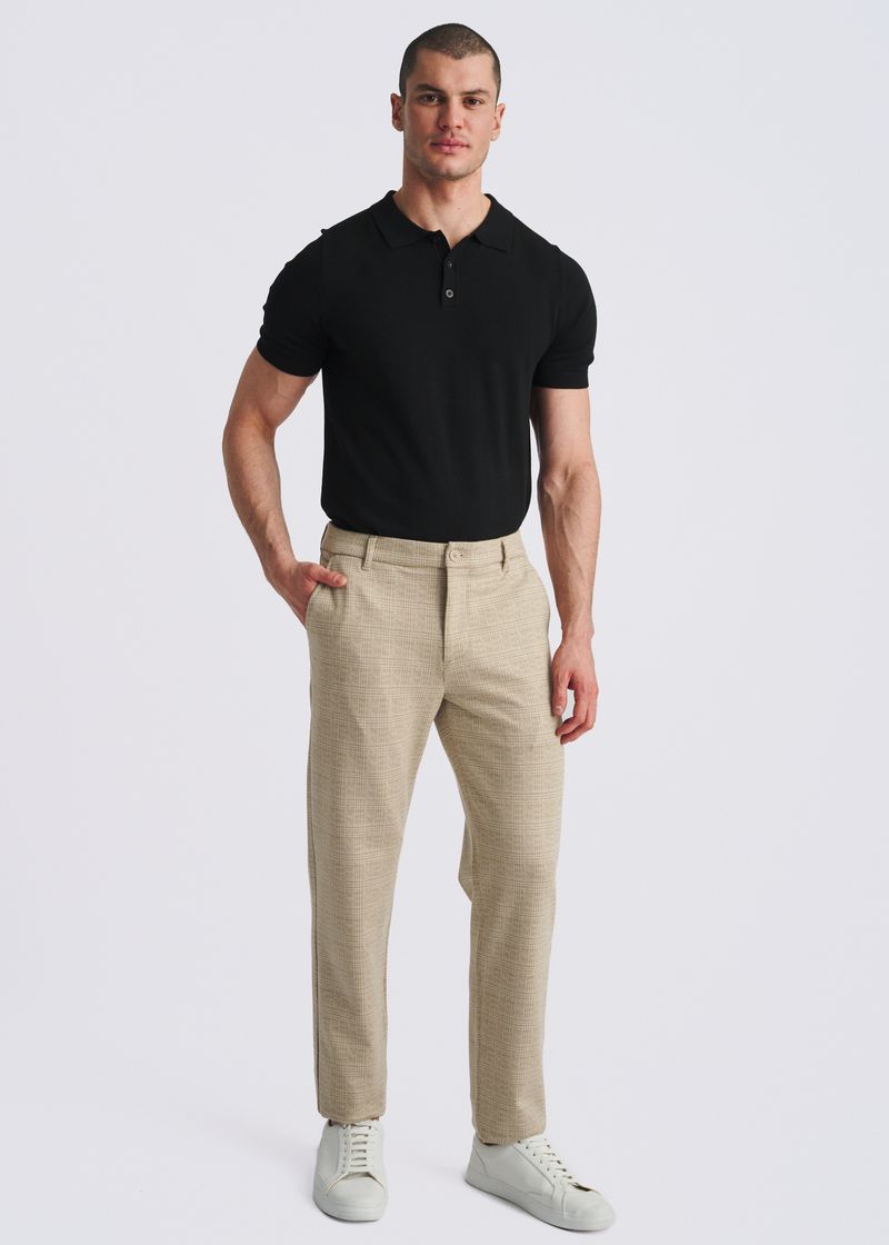SAND GLEN PLAID CLASSIC FIT WOOL-LOOK STRETCH KNIT TAILORED PANTS PM-3063-01