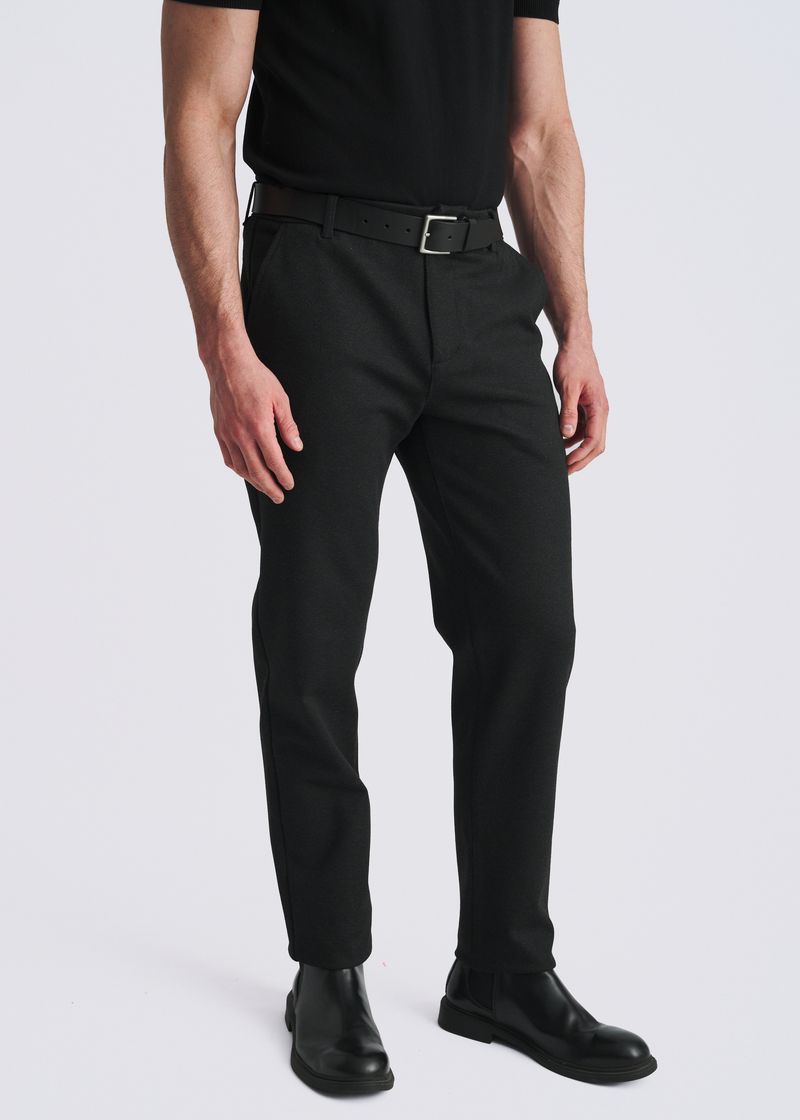 BLACK ZIGZAG CLASSIC FIT WOOL-LOOK STRETCH KNIT TAILORED PANTS  PM-3063-02