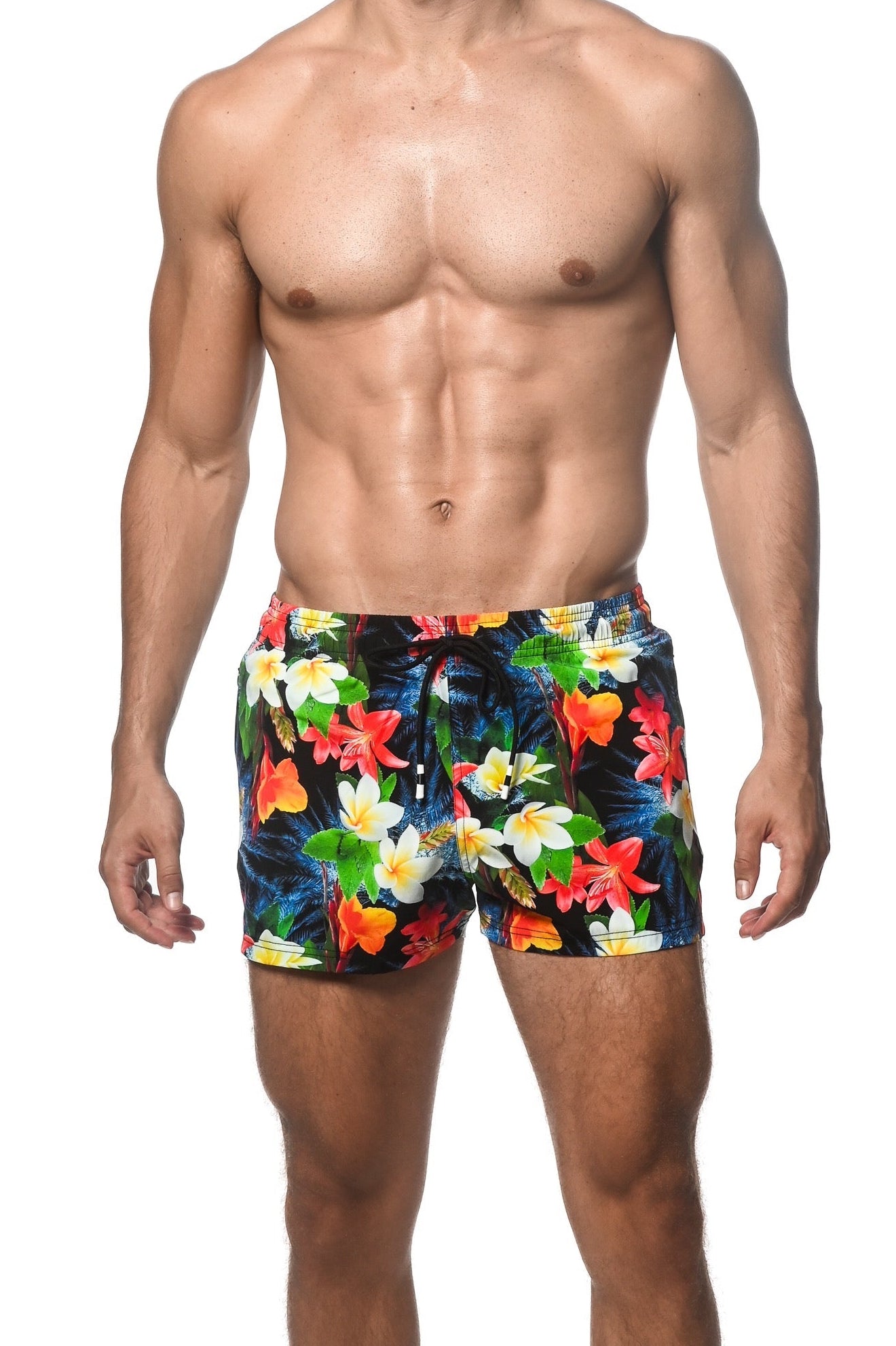 NAVY/CRIMSON TROPICS MARBELLA 2.5" INSEAM SWIM SHORT PM-6002-48