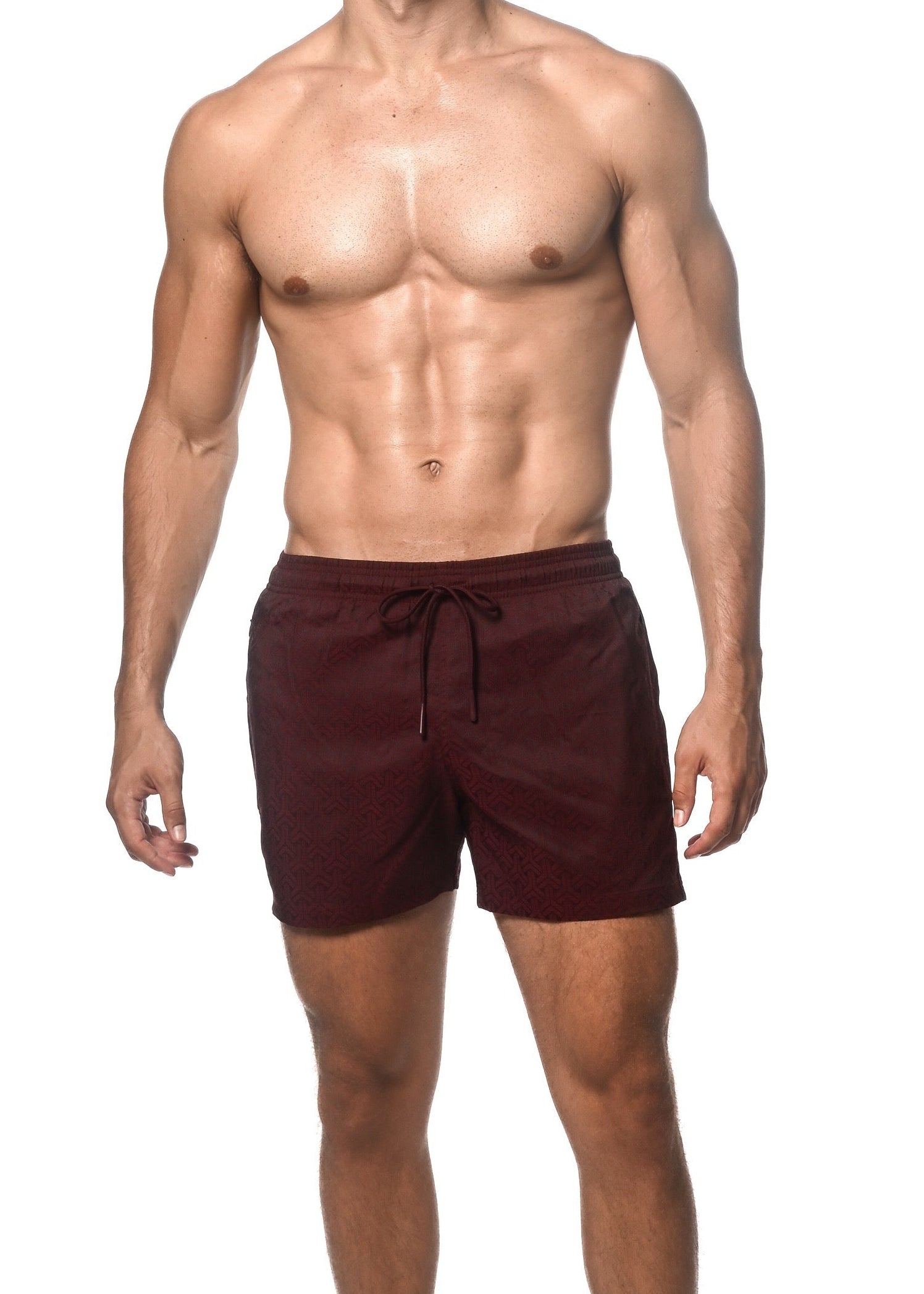 BORDEAUX TRIAD 4.5" INSEAM JACQUARD SWIM SHORT W/ MESH LINER PM-6016-05