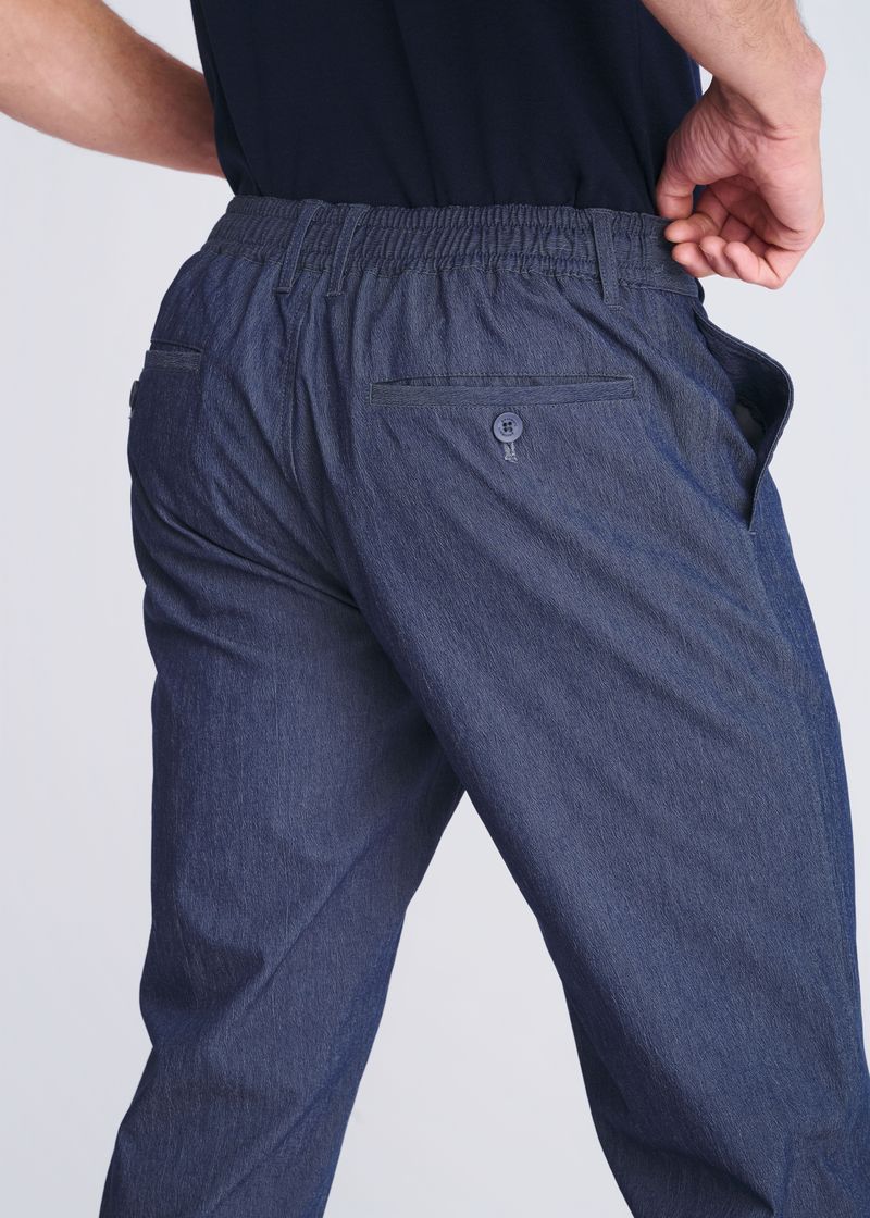 INDIGO CRINKLE STRETCH WOVEN DRAWSTRING PANTS PM-3059-01