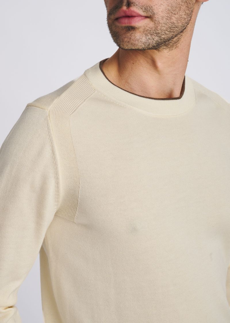YOLK CONTRAST CREW NECK WOOL BLEND KNIT SWEATER PM-16422
