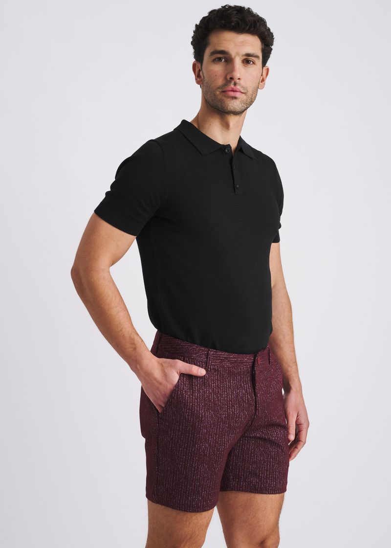 BEET HERRINGBONE JACQUARD 6" INSEAM STRETCH KNIT CHINO SHORTS PM-2549