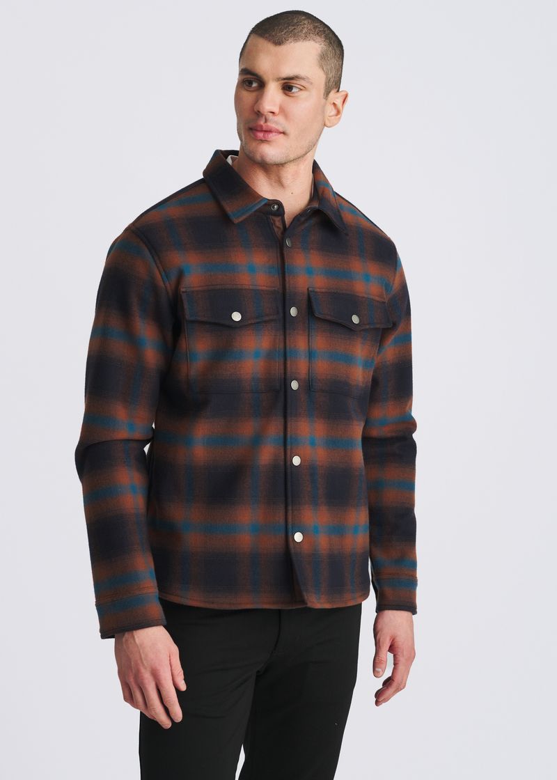 RUST/PETROL PLAID FLEECE LINED SHIRT JACKET PM-3062