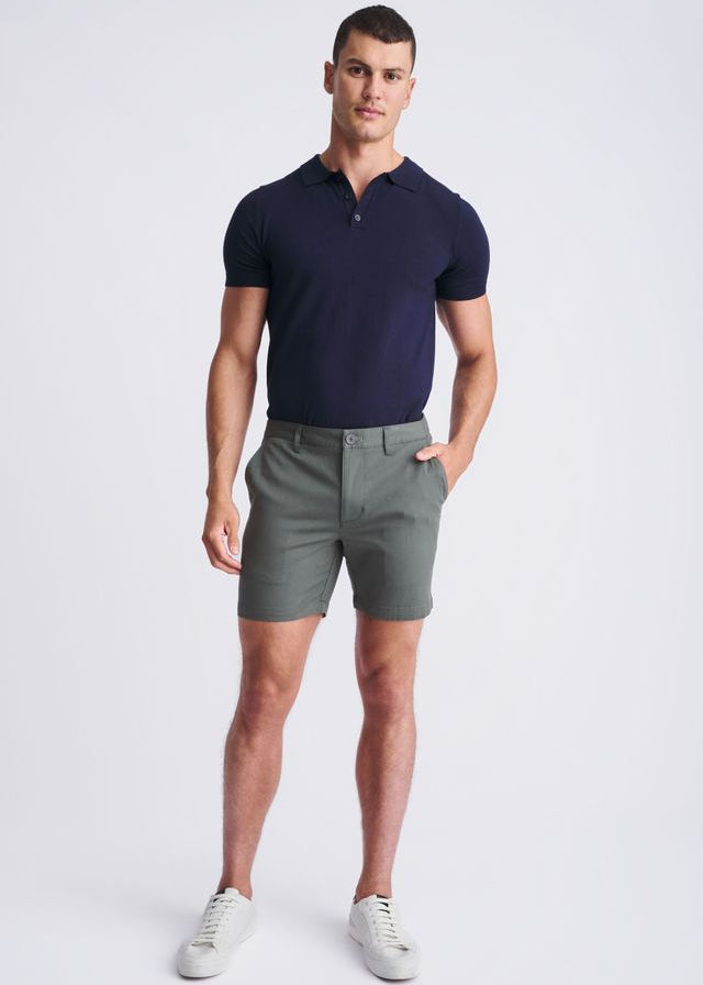 PEWTER 6" INSEAM TEXTURED STRETCH WOVEN CHINO SHORTS PM-2545