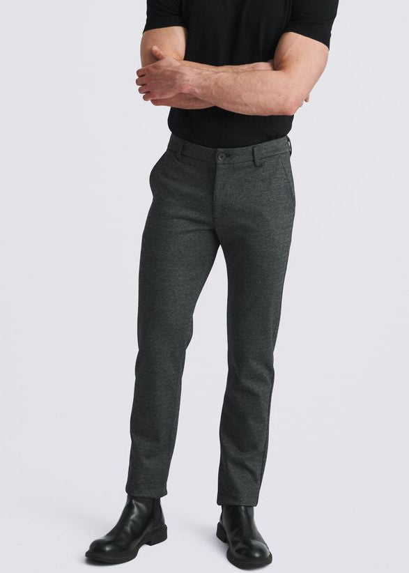 CHARCOAL WOOL-LOOK HERRINGBONE STRETCH KNIT TAILORED PANTS PM-3303-67