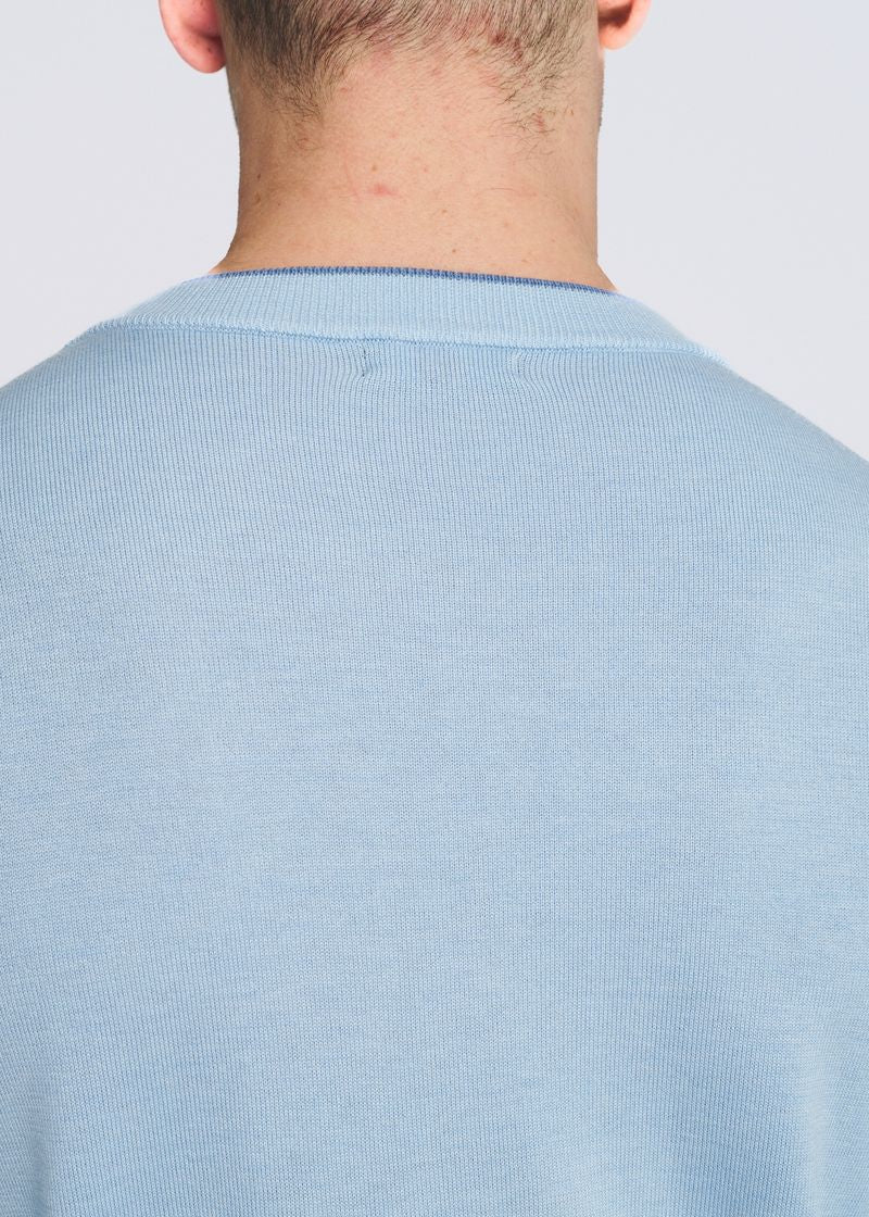 BLUE FINCH CONTRAST CREW NECK WOOL BLEND KNIT SWEATER PM-16422