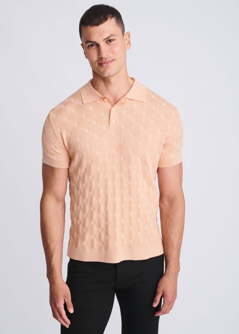 SHERBET TEXTURED SILK/TENCEL 3-BUTTON KNIT POLO PM-16319