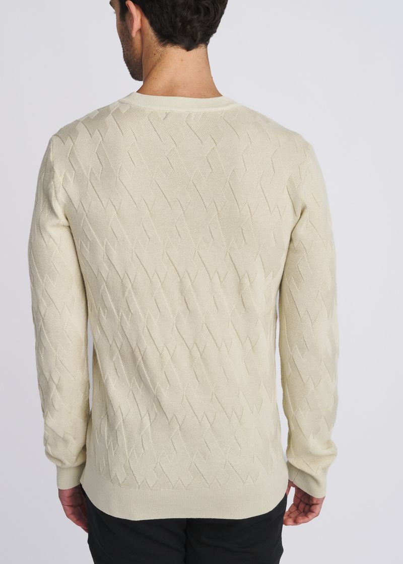 PARCHMENT V-NECK BASKETWEAVE WOOL BLEND KNIT SWEATER PM-16420