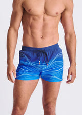 BLUE/OCEAN WAVES 2.5" INSEAM PRINTED SWIM SHORTS W/ MESH LINING PM-6002-62