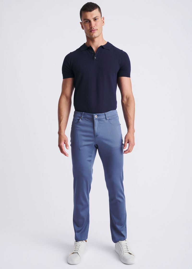 PACIFIC BLUE LIGHTWEIGHT TEXTURED STRETCH WOVEN 5-POCKET JEANS PM-3052