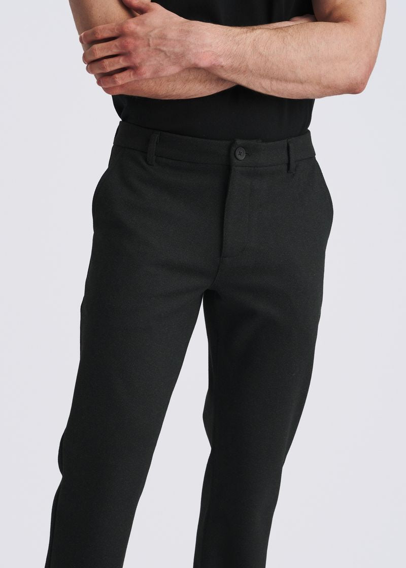 BLACK ZIGZAG CLASSIC FIT WOOL-LOOK STRETCH KNIT TAILORED PANTS  PM-3063-02