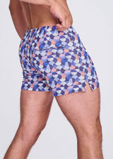 PURPLE/WISTERIA SWIRLS PRINTED SEERSUCKER SWIM SHORTS W/MESH LINING PM-6018-47