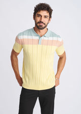 YOLK/STALK COLOR BLOCK SILK/TENCEL 3-BUTTON KINIT POLO PM-16322