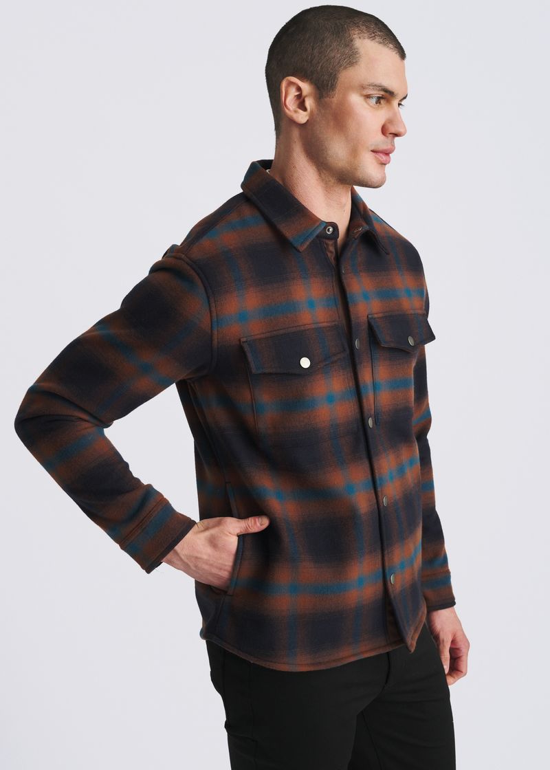 RUST/PETROL PLAID FLEECE LINED SHIRT JACKET PM-3062