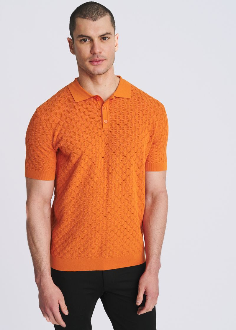 SALSA TEXTURED WAVE SILK/TENCEL 3-BUTTON KNIT POLO PM-16338