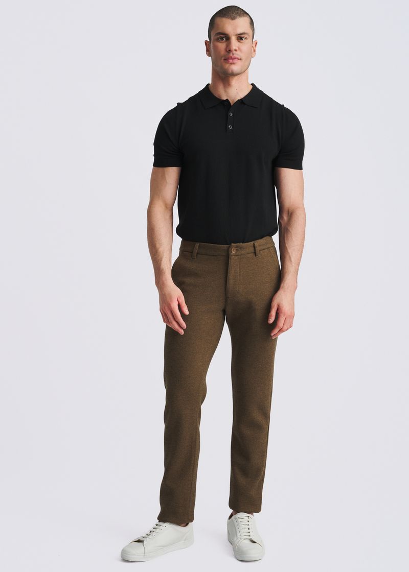 BROWN WOOL-LOOK STRETCH KNIT TAILORED PANTS PM-3303-74