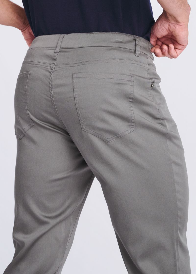 FOSSIL GREY LIGHTWEIGHT TEXTURED STRETCH WOVEN 5-POCKET JEANS PM-3052